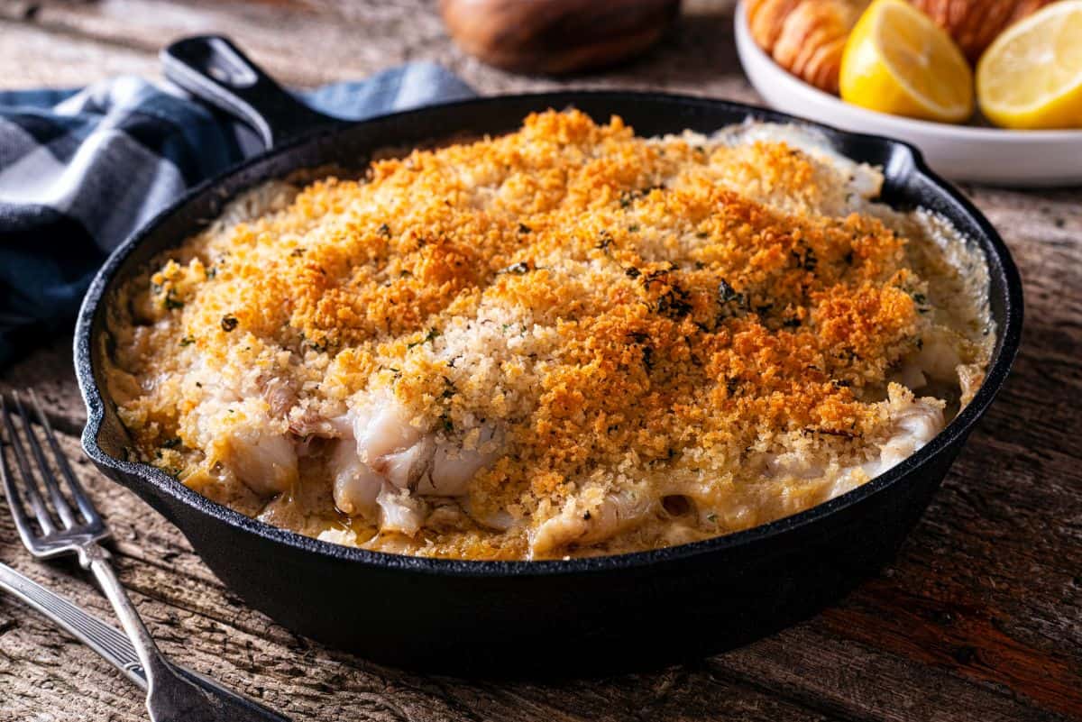 baked cod with ritz on cast iron