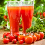 tomato juice on tall glass