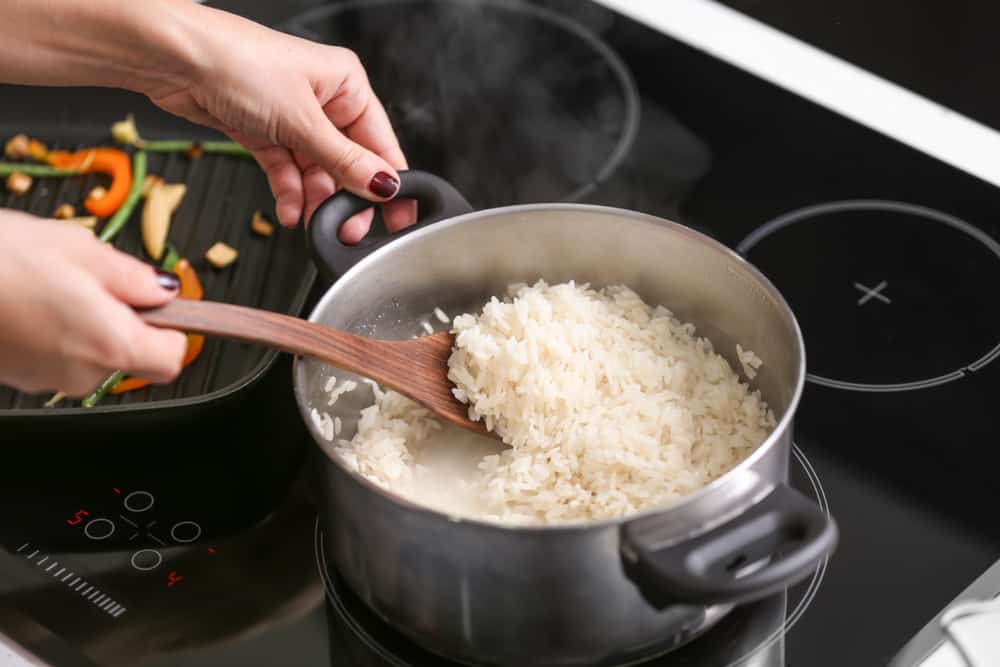rice on the stove