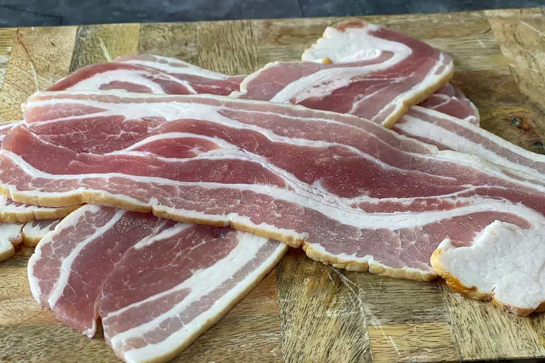 Strips of Fresh Bacon Ready For Fridge